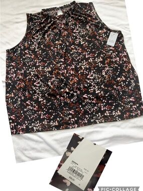 croft & barrow Black Floral Print Sleeveless Tank Top